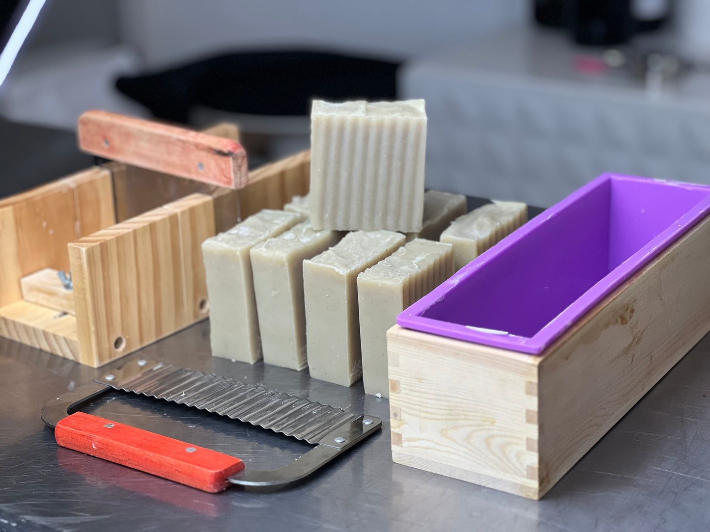 Flexible Silicone Soap Loaf Mold with Wood Box